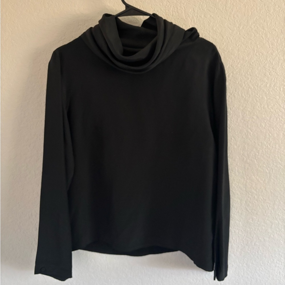 Christian Dior Black Silk Womens Cowl Neck Long Sleeve Blouse Business Wear Top